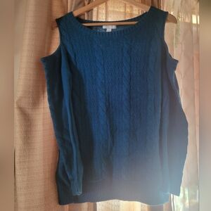 New York & Company Long Sleeve Knit Open Shoulder Top